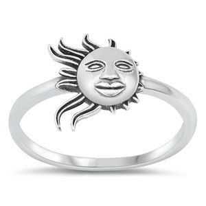 Silver Ring - Sun Ring Sterling Silver Ring - 925 size 4-10